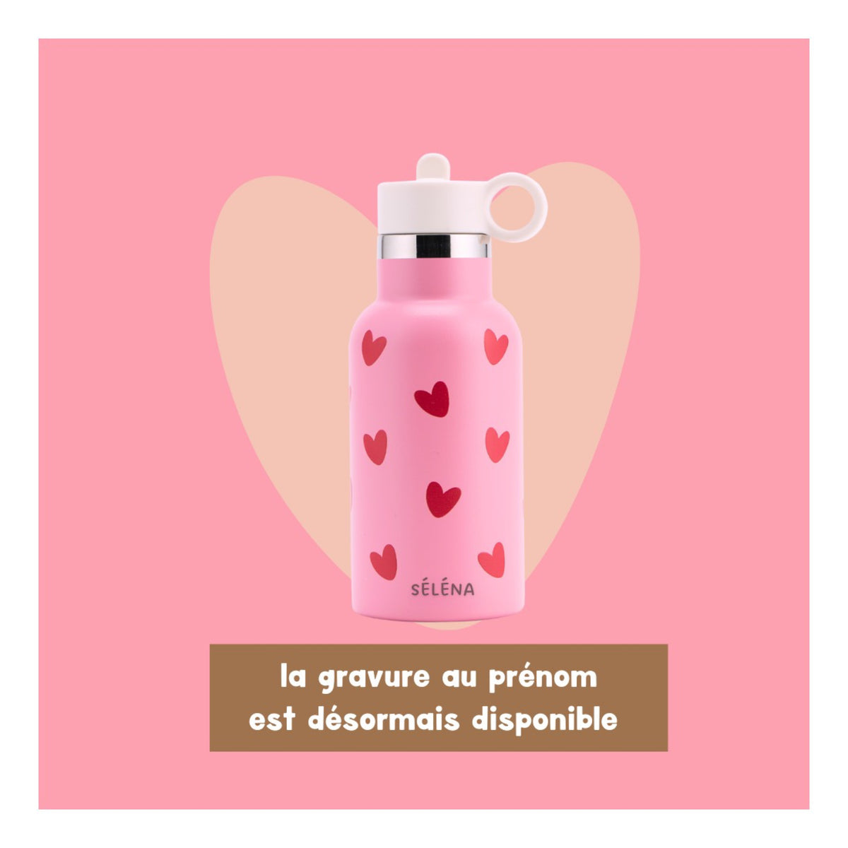 Gourde isotherme enfant 350 ml — Atelier Wagram — Rose cœurs rouges — autre vue 3 | Appart 17 Bruxelles