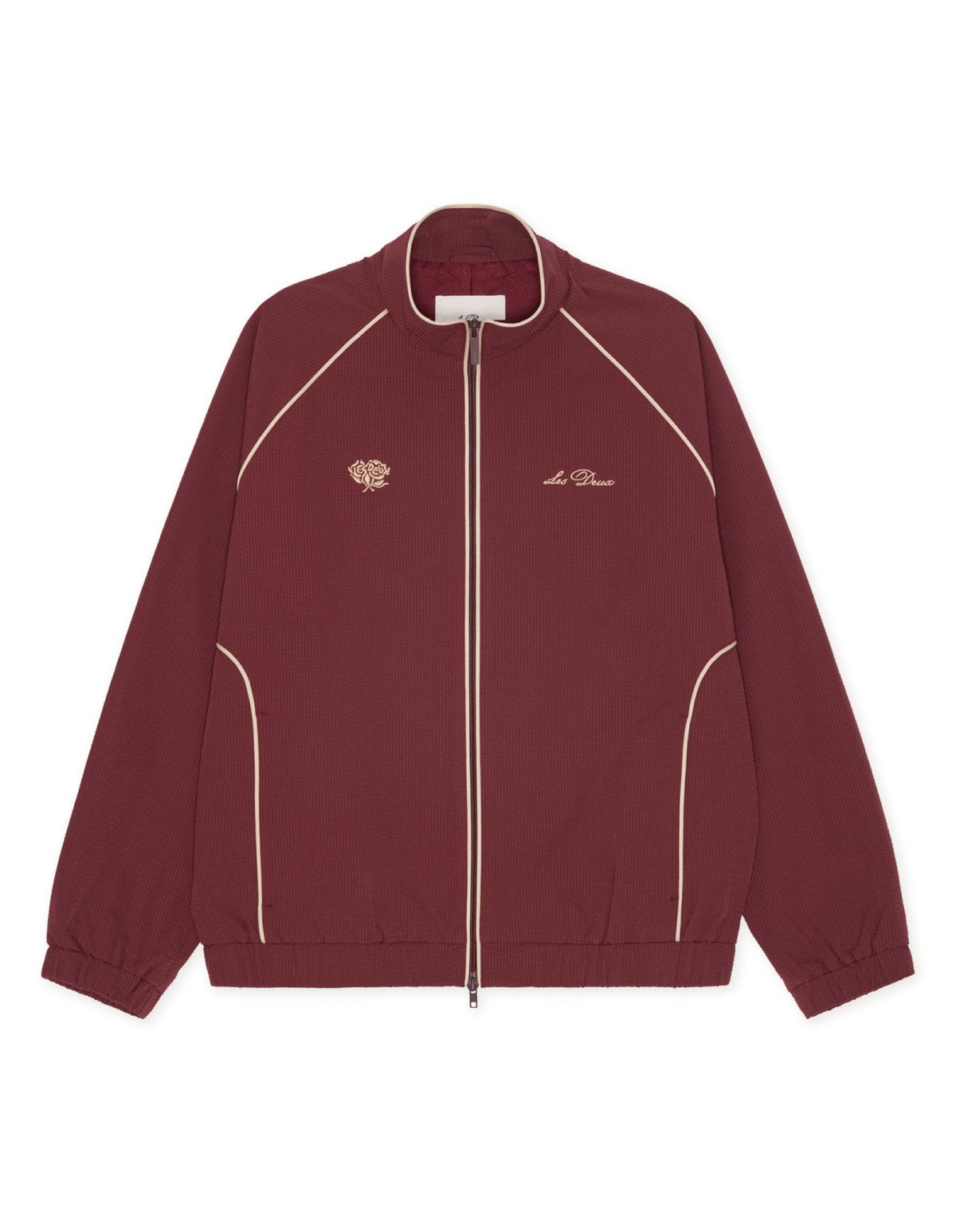 Seersucker Track Jacket Veste zippée de survêtement à passepoils — Les Deux — Chocolate Truffle Red — packshot 5 | Appart 17 Bruxelles