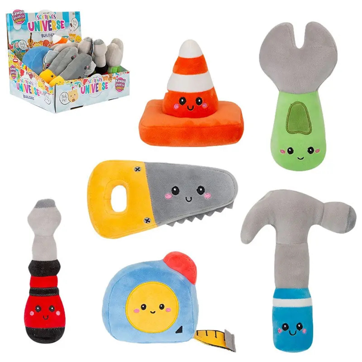 Peluche Softlings ultra-douce, fruits ou outils — OBILO — Outil de chantier, modèle au hasard — packshot | Appart 17 Bruxelles