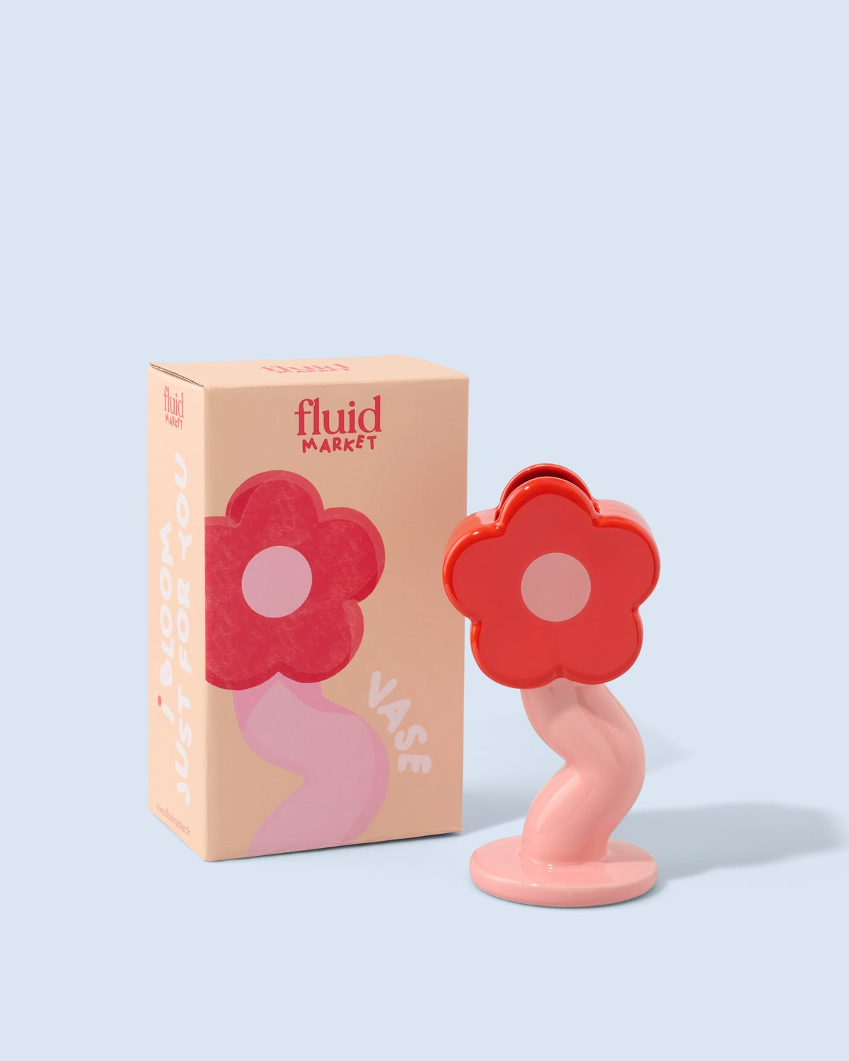 Fluid Market Vase Fleur Curve en céramique — Fluid Market — Rouge & rose — packshot, coffret 3 | Appart 17 Bruxelles
