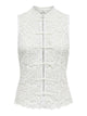 JDYISOLDE Top sans manches en dentelle à col mao et brandebourgs — JDY — Cloud Dancer — packshot, de face | Appart 17 Bruxelles