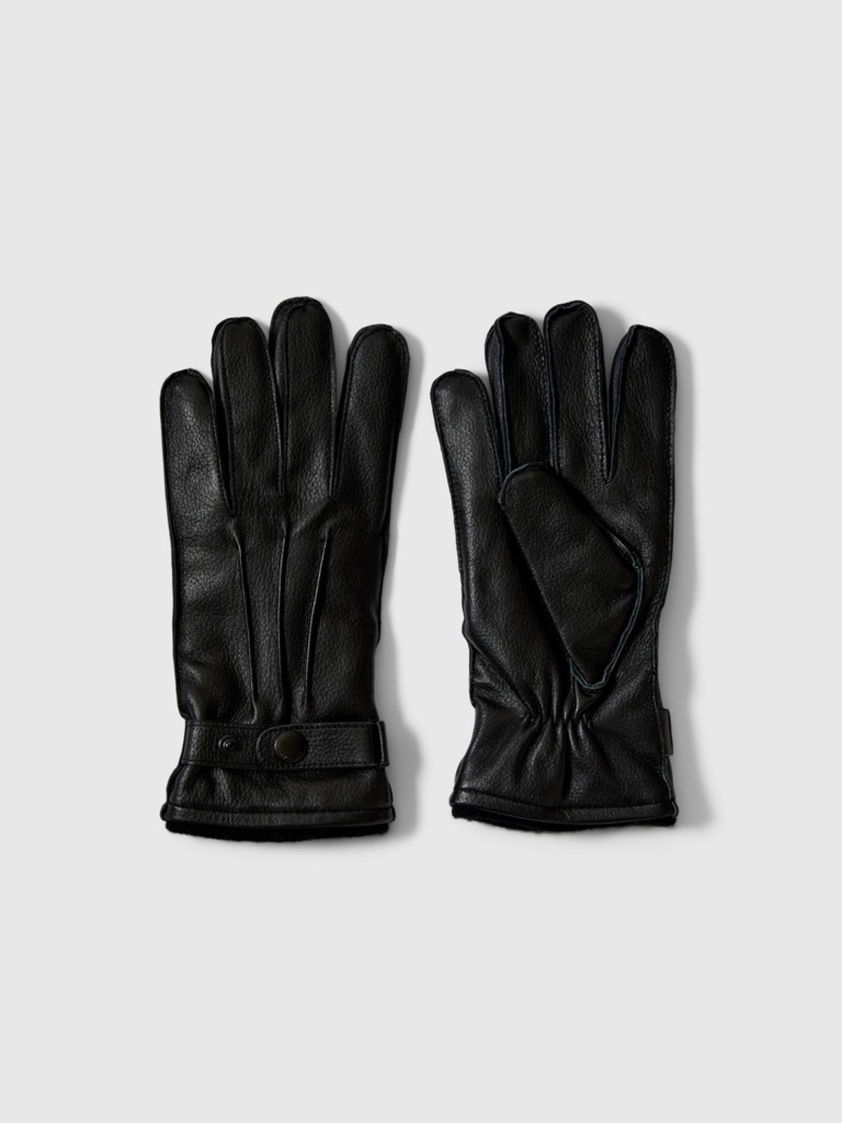 SLMPOUL Gants en cuir d'agneau doublés laine — Selected Homme — Black — packshot 2 | Appart 17 Bruxelles