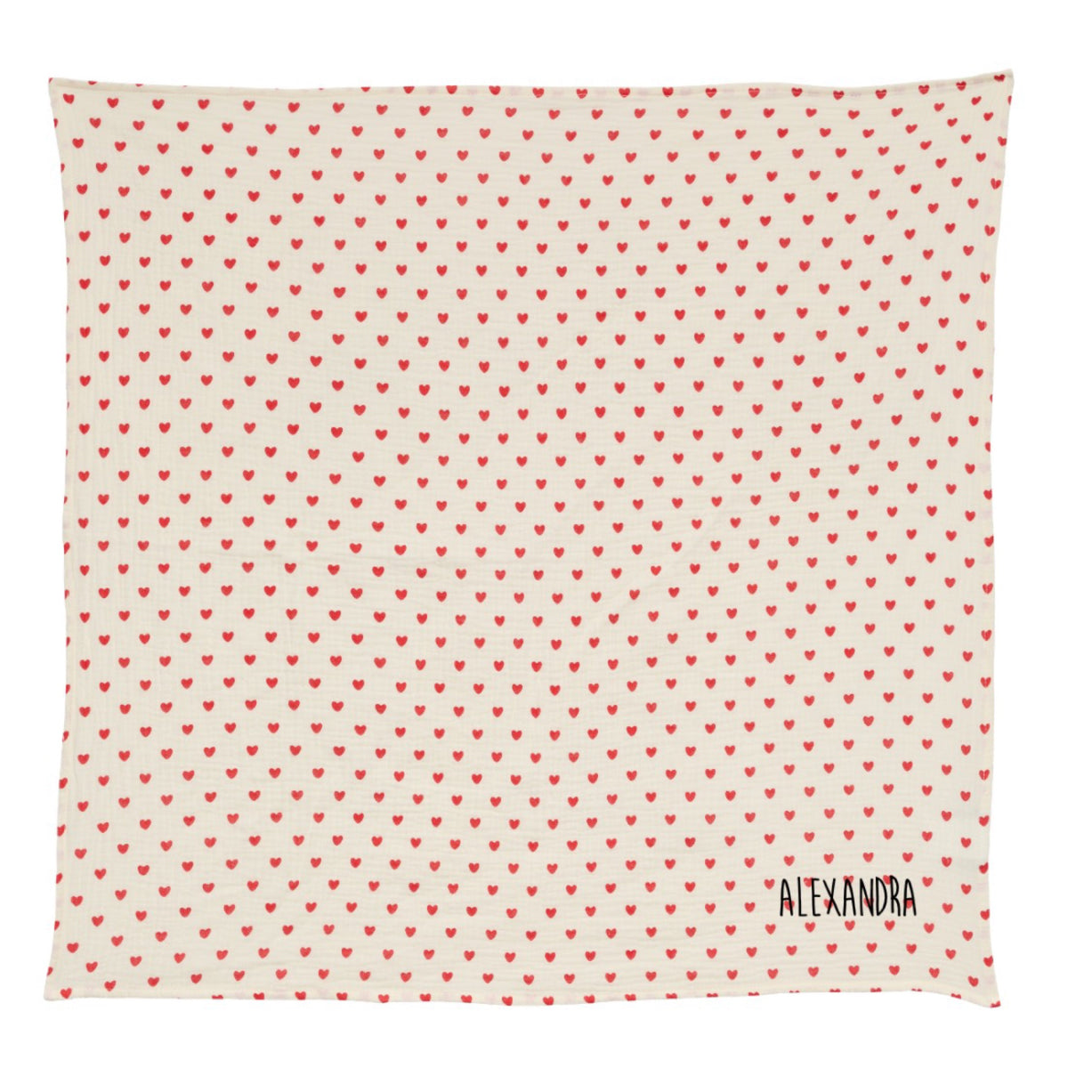 Lange en gaze de coton 105 × 105 cm — Atelier Wagram — Cœurs rouges — autre vue 3 | Appart 17 Bruxelles
