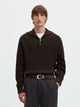 SLMPIM Pull demi-zip en coton bio, col montant — Selected Homme — Delicioso — porté, de face | Appart 17 Bruxelles