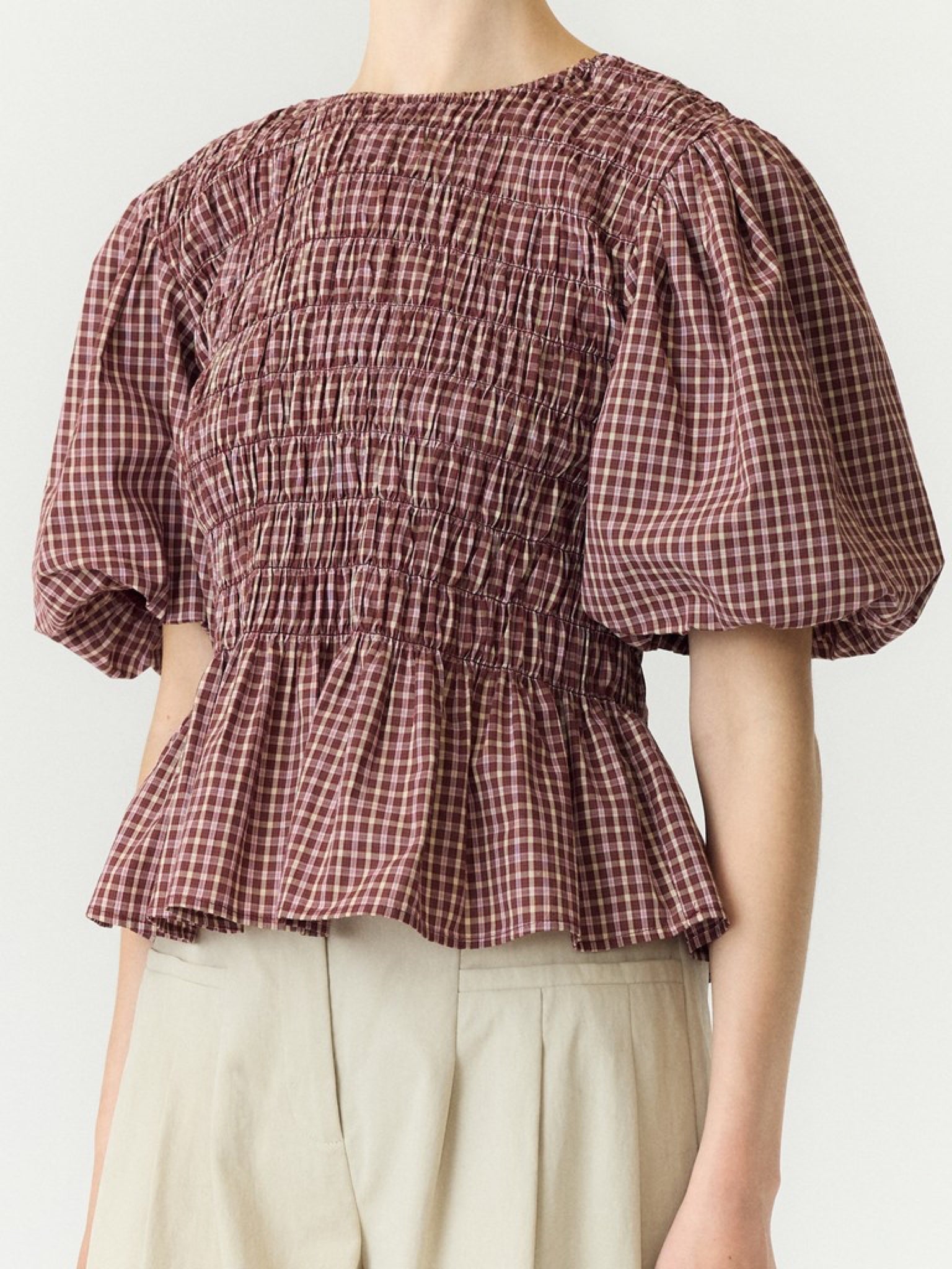 YASVINA Top smocké à carreaux — Huckleberry Checks — vue 5