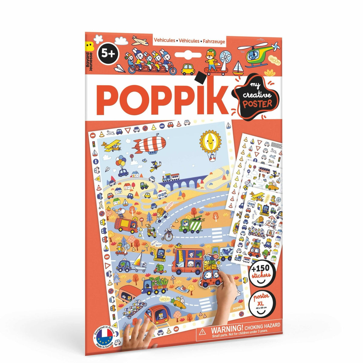 Poster créatif Poppik Les véhicules — pochette avec 150 stickers | Appart 17 Bruxelles