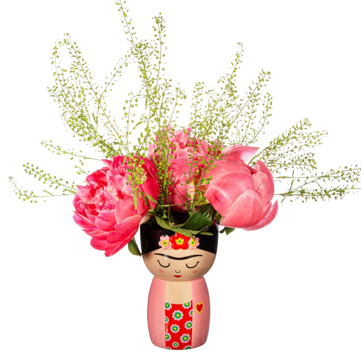 Vase Frida Kahlo en forme de buste — Sass & Belle Europe — Multicolore — avec fleurs 2 | Appart 17 Bruxelles