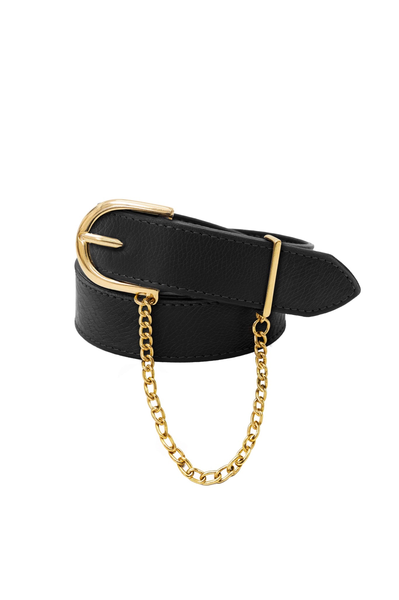 Ceinture Alesia en cuir à chaîne amovible — Noir — vue 5