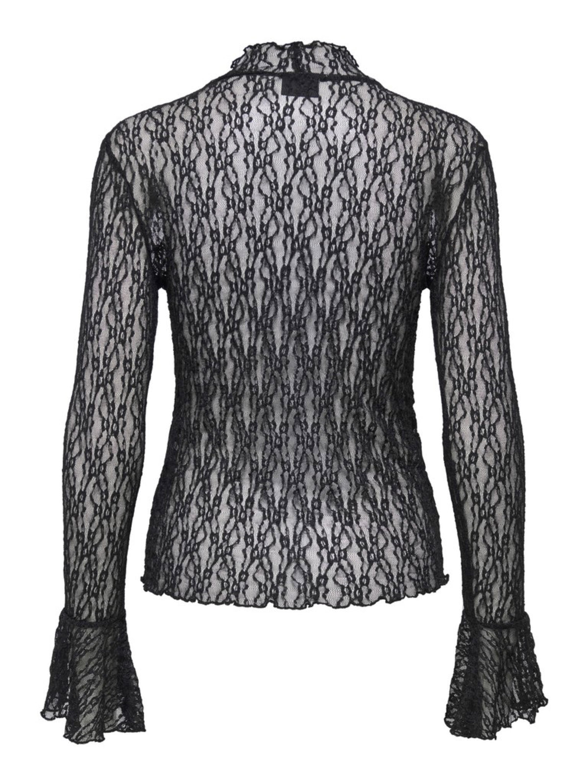 JDYLALA Top en dentelle col montant, manches volantées — JDY — Black — packshot, vue de dos 7 | Appart 17 Bruxelles