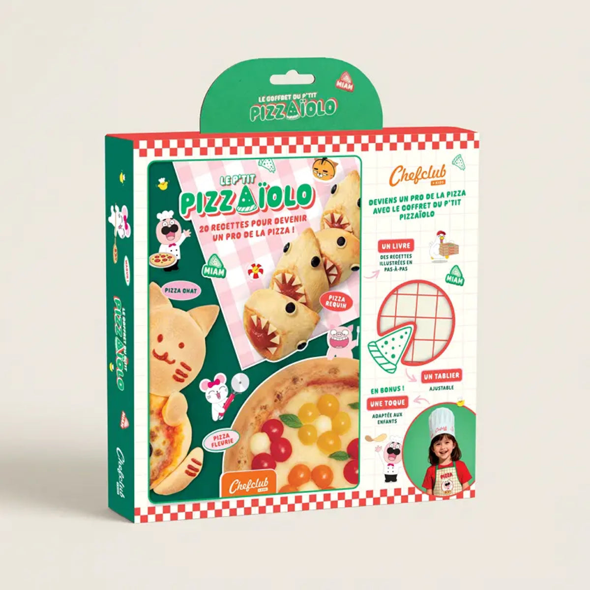 Coffret pizzaïolo avec tablier et toque — Chefclub Kids — Pizzaïolo — packshot | Appart 17 Bruxelles