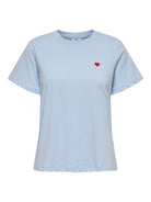 JDYPISA T-shirt col rond en coton bio à imprimé — JDY — Cashmere Blue / Bittersweet Heart — packshot | Appart 17 Bruxelles