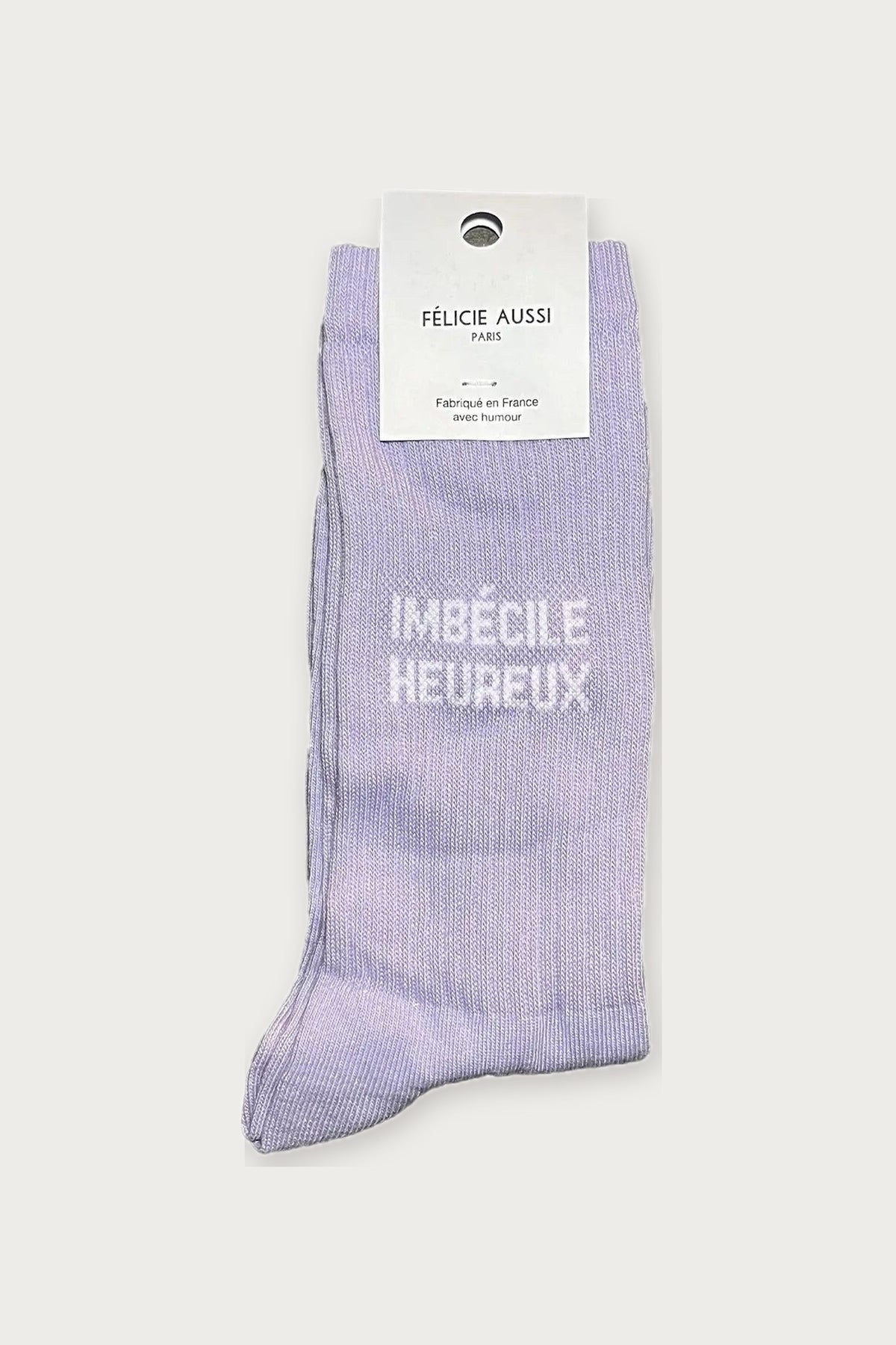 Chaussettes « Imbécile heureux » — Mauve 40/45 — Félicie Aussi | Appart 17 Bruxelles