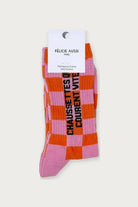 Chaussettes « Qui courent vite » — Damier rose 36/40 — Félicie Aussi | Appart 17 Bruxelles