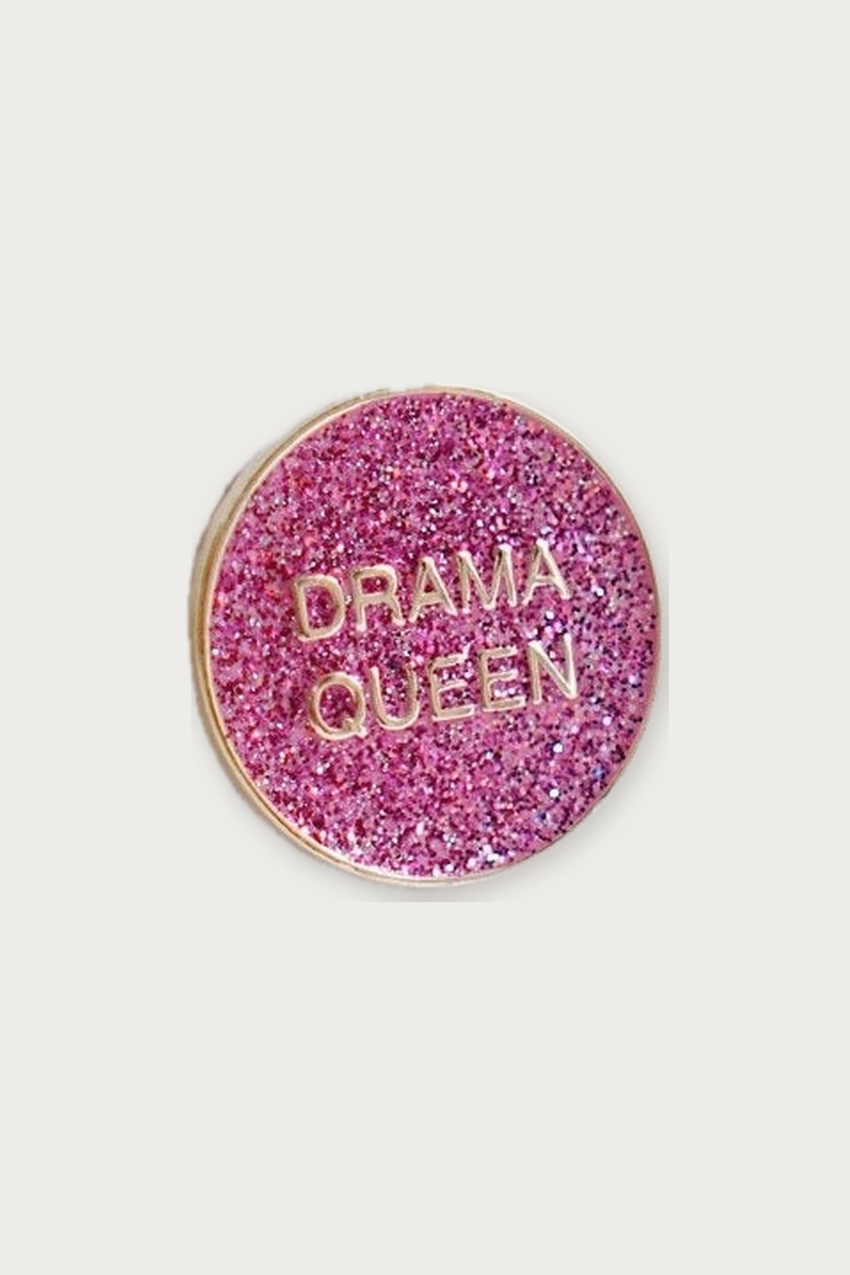 Pin's « Drama Queen » — Rose pailleté — Félicie Aussi | Appart 17 Bruxelles