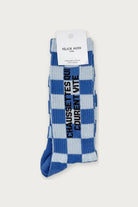 Chaussettes « Qui courent vite » — Damier bleu 40/45 — Félicie Aussi | Appart 17 Bruxelles
