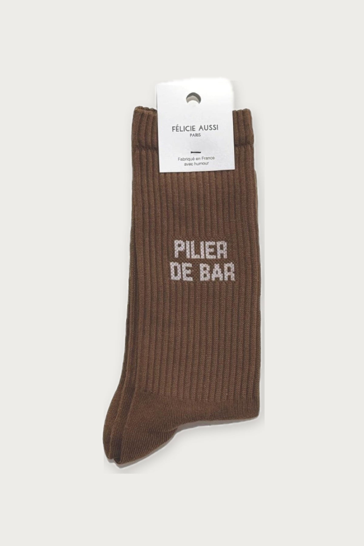 Chaussettes « Pilier de bar » — Marron 40/45 — Félicie Aussi | Appart 17 Bruxelles