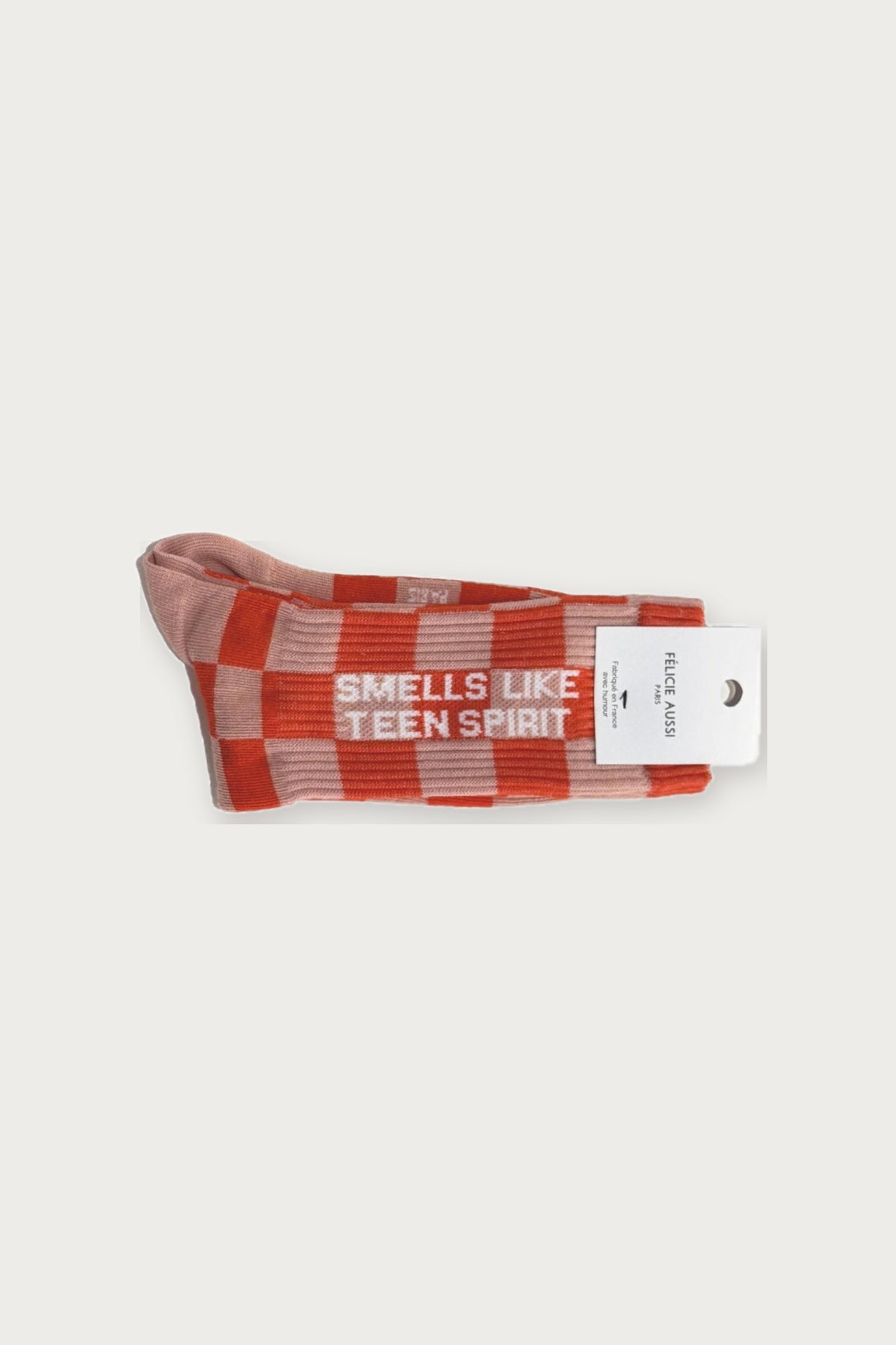 Chaussettes « Smells like teen spirit » — Damier rouge 36/40 — Félicie Aussi | Appart 17 Bruxelles