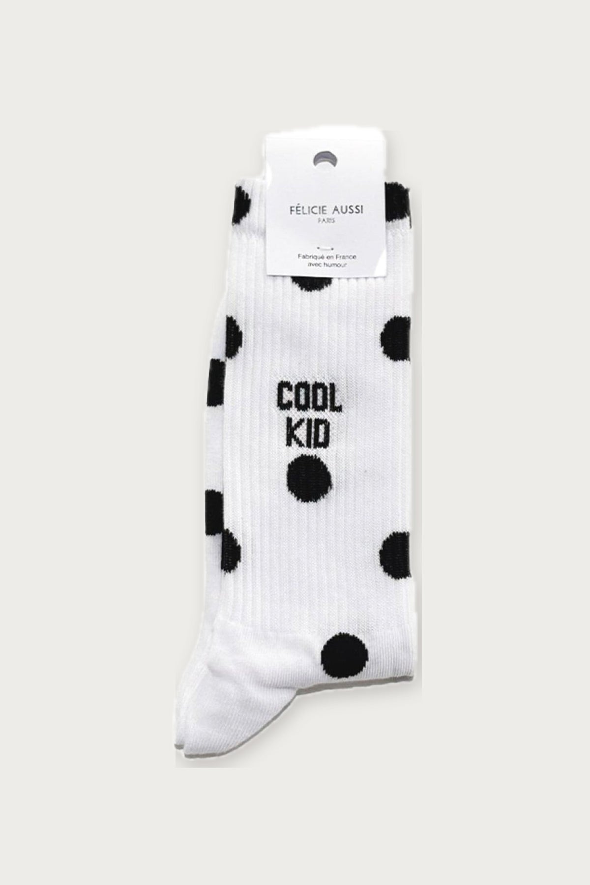 Chaussettes « Cool kid » — Blanc à pois noirs 40/45 — Félicie Aussi | Appart 17 Bruxelles