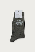 Chaussettes je ne travaille pas ici paillettes gris — Félicie Aussi | Appart 17 Bruxelles