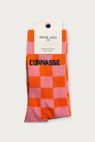Chaussettes « Connasse » — Damier rose 36/40 — Félicie Aussi | Appart 17 Bruxelles