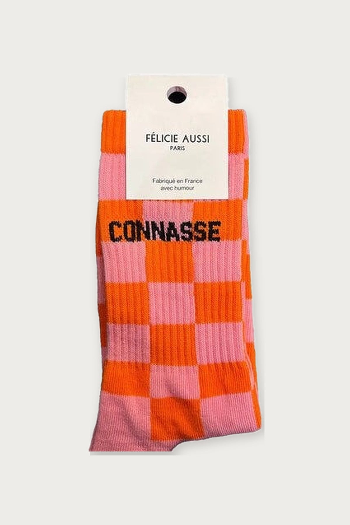Chaussettes « Connasse » — Damier rose 36/40 — Félicie Aussi | Appart 17 Bruxelles