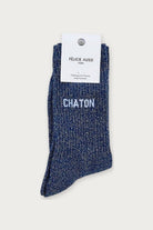 Chaussettes « Chaton » pailletées — Marine pailleté, Violet pailleté 36/40 — Félicie Aussi | Appart 17 Bruxelles