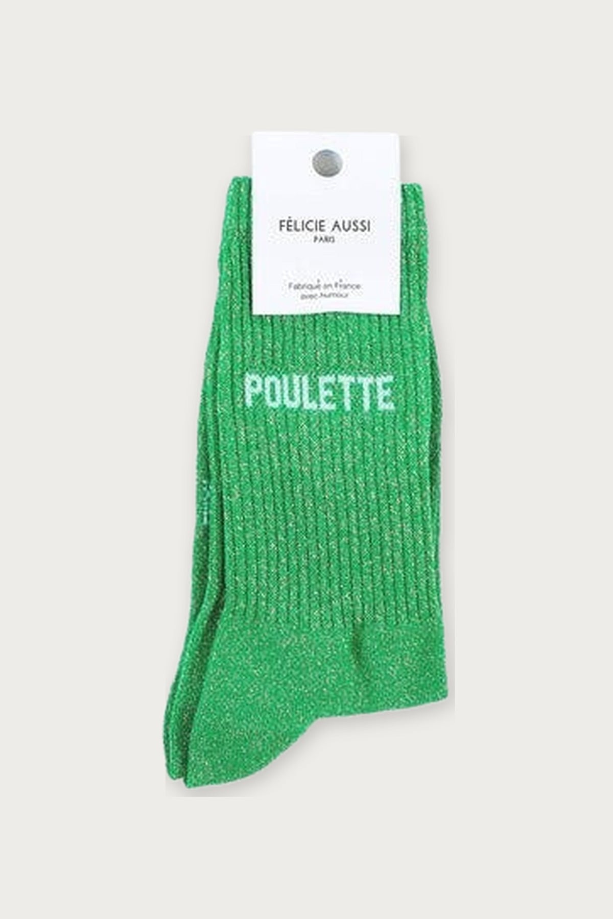 Chaussettes « Poulette » pailletées — Vert pailleté 36/40 — Félicie Aussi | Appart 17 Bruxelles