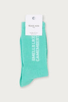 Chaussettes « Smells like camembert » — Bleu cyan 36/40 — Félicie Aussi | Appart 17 Bruxelles