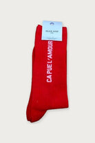 Chaussettes « Ça pue l'amour » — Rouge coquelicot 40/45 — Félicie Aussi | Appart 17 Bruxelles