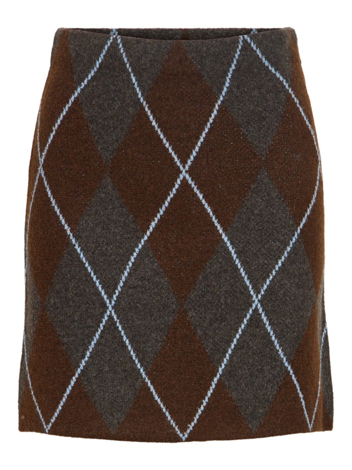 VIARGYLE Jupe courte en maille jacquard argyle — VILA — Dark Grey Melange — packshot 5 | Appart 17 Bruxelles
