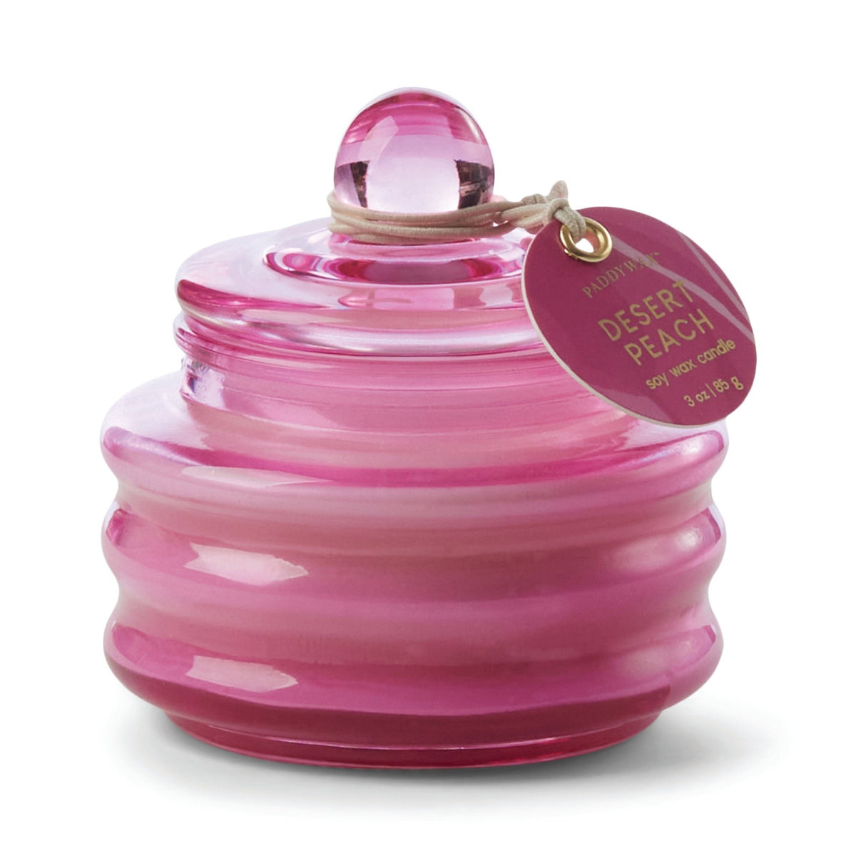 Paddywax Beam Bougie parfumée en verre rose fuchsia 85 g — Paddywax — Desert Peach — packshot | Appart 17 Bruxelles