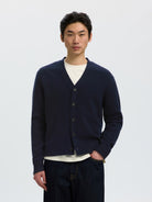 SLMCODY Cardigan col V en laine — Sky Captain — Selected Homme