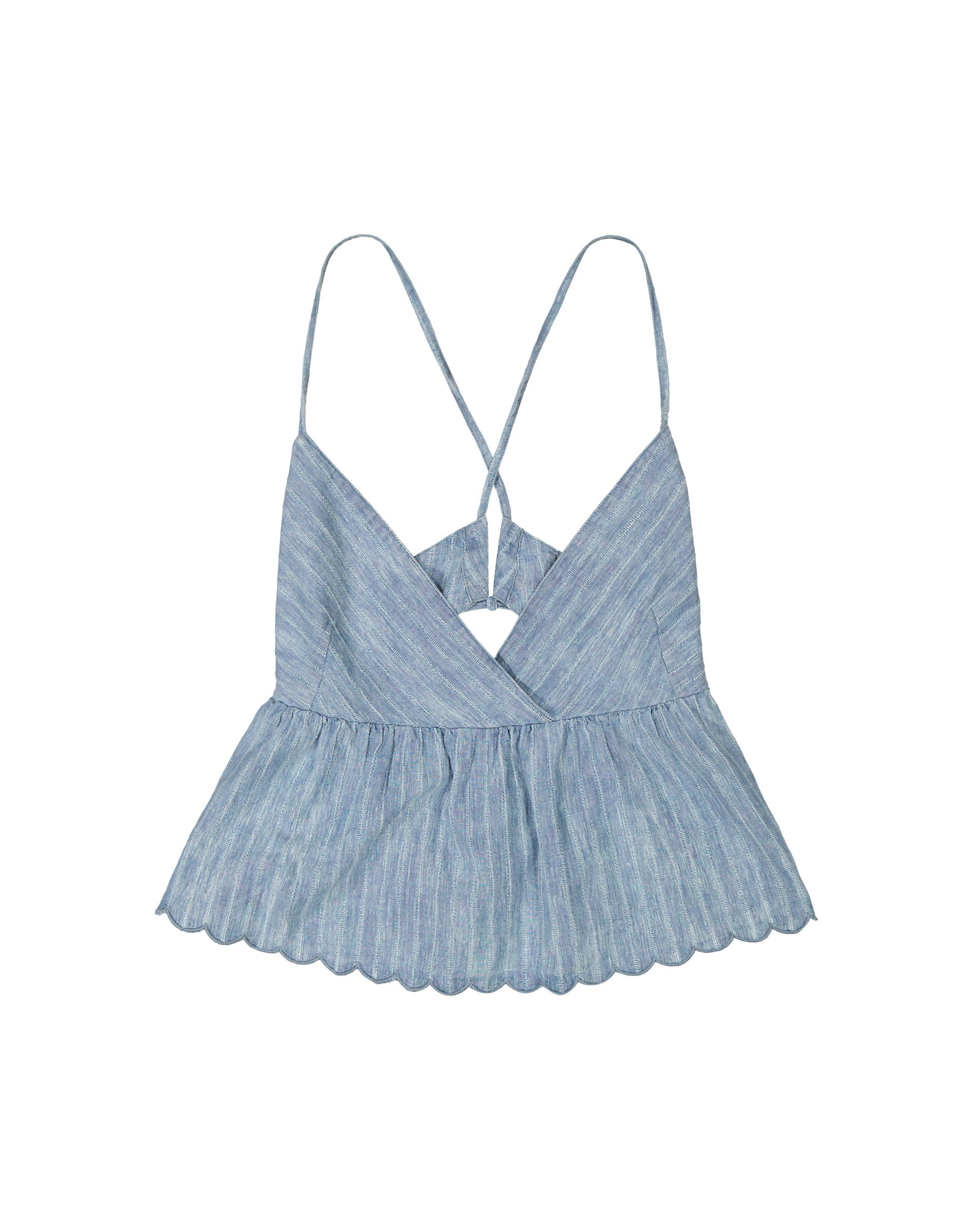 Top peplum Lee à fines bretelles Indigo Stripe — Femme Appart17