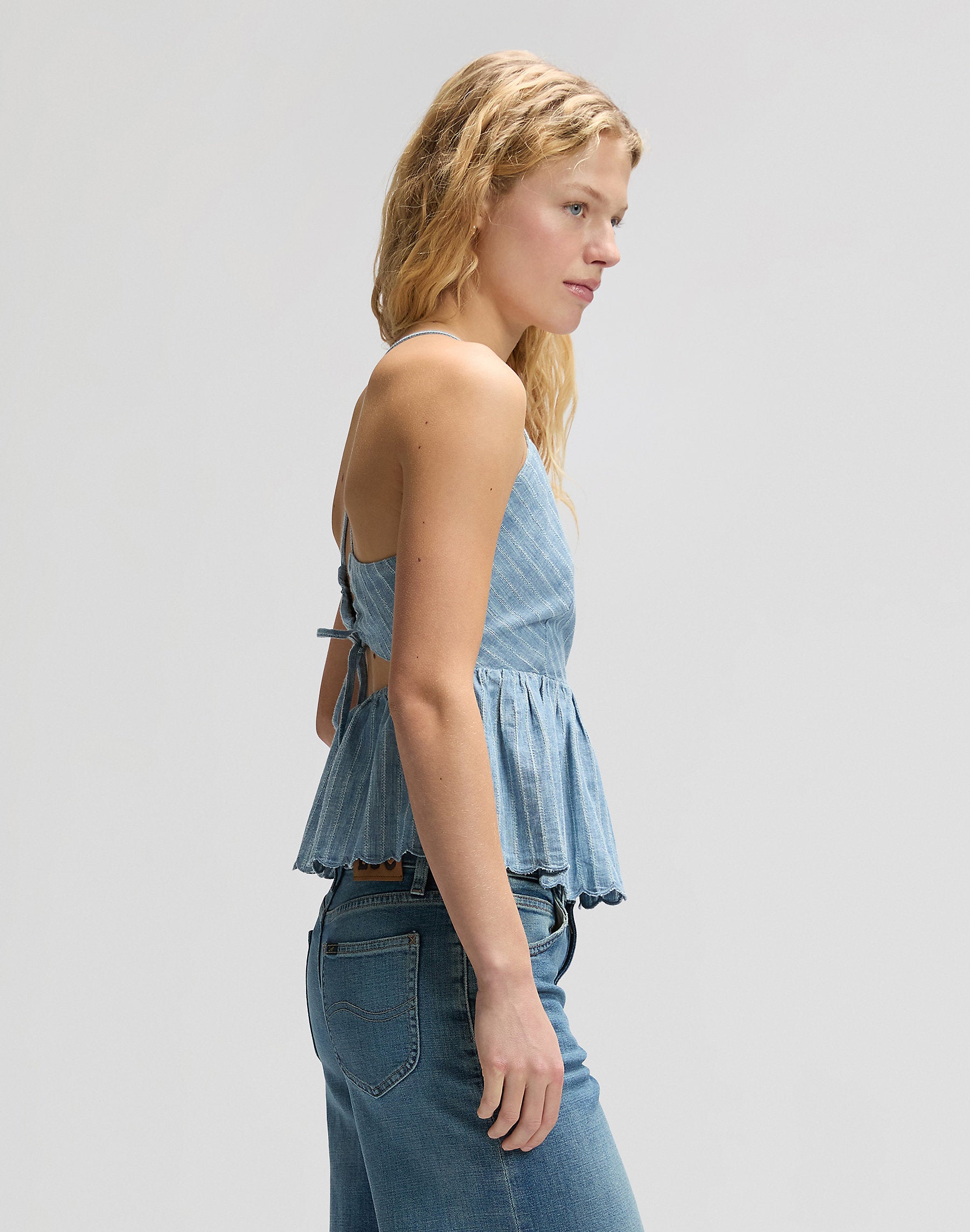 Top peplum Lee à fines bretelles Indigo Stripe — Femme Appart17