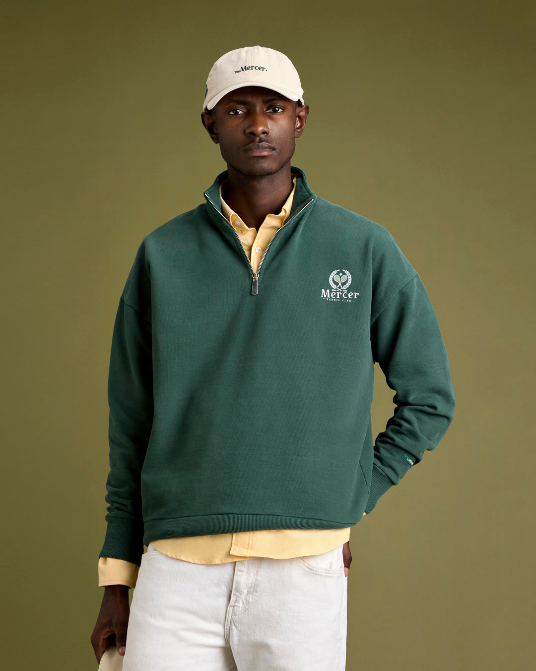 Tennis Quarter Zip Green — Mercer Amsterdam Green Appart17