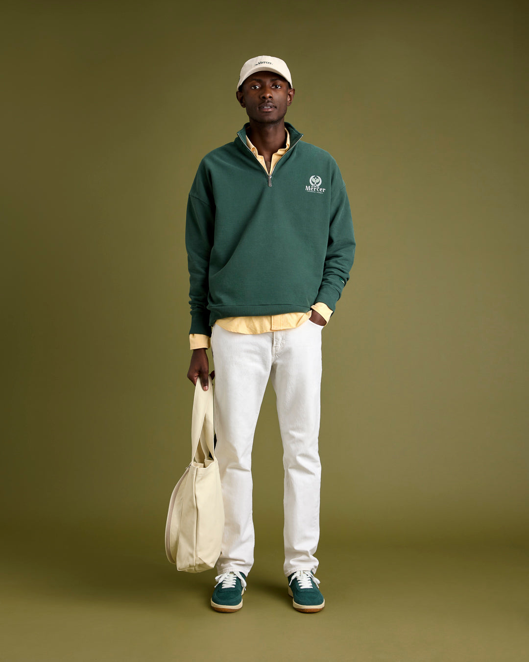 Tennis Quarter Zip Green — Mercer Amsterdam Green Appart17
