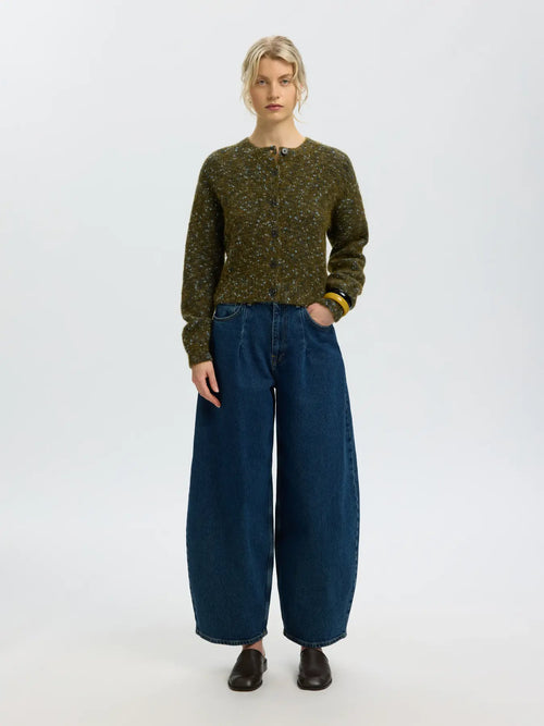 SLWKAT Cardigan court en laine et alpaga — Fir Green