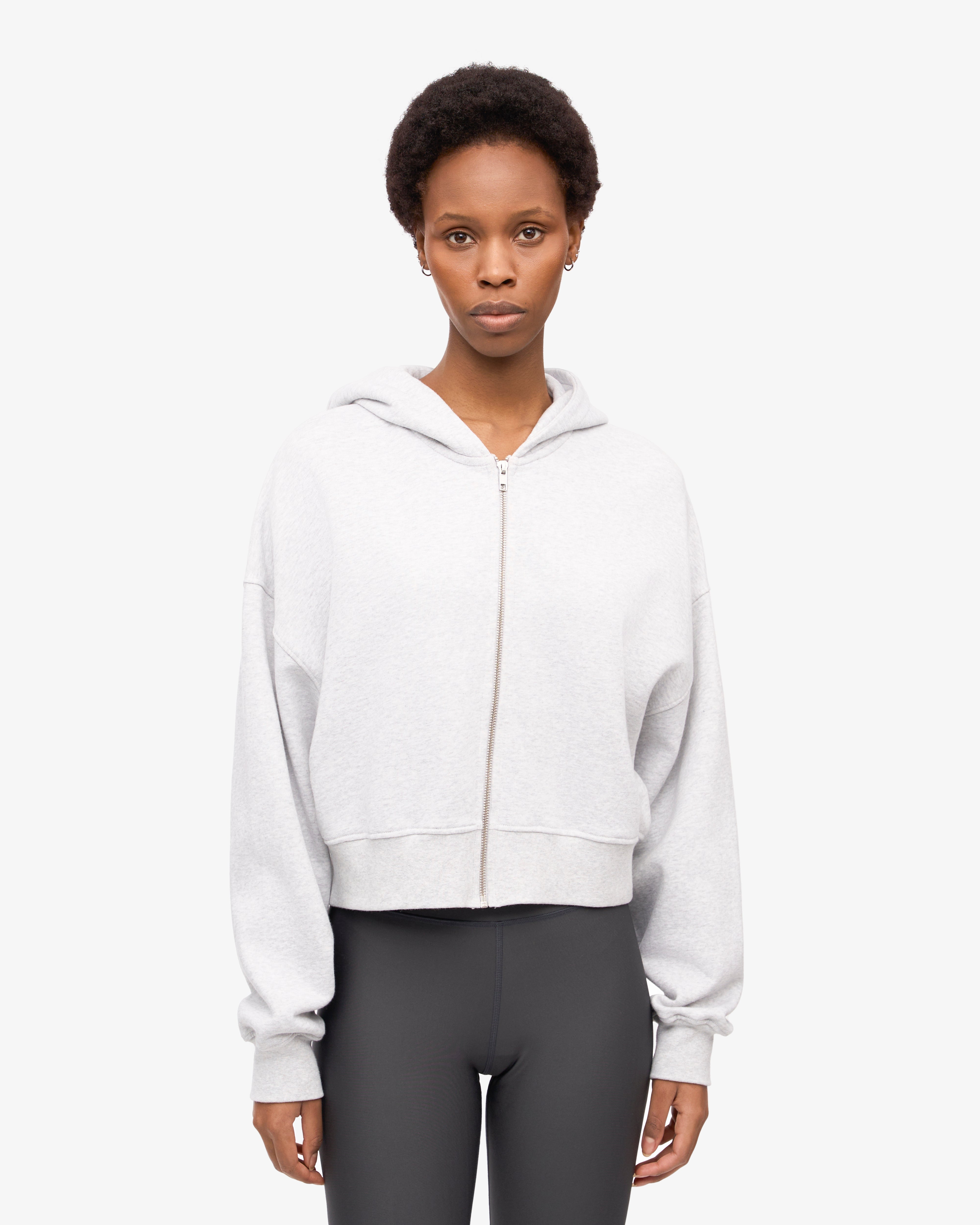 Colorful Standard Organic Crop Zip Hood Sweatshirt zippé court Snow Melange