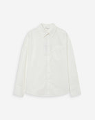 Valerie Chemise oversize en coton à nouer dans le dos — Grace & Mila — Ivoire — Packshot de face sur fond blanc : col, patte boutonnée et poche brodée « grace » 6 | Appart 17 Bruxelles